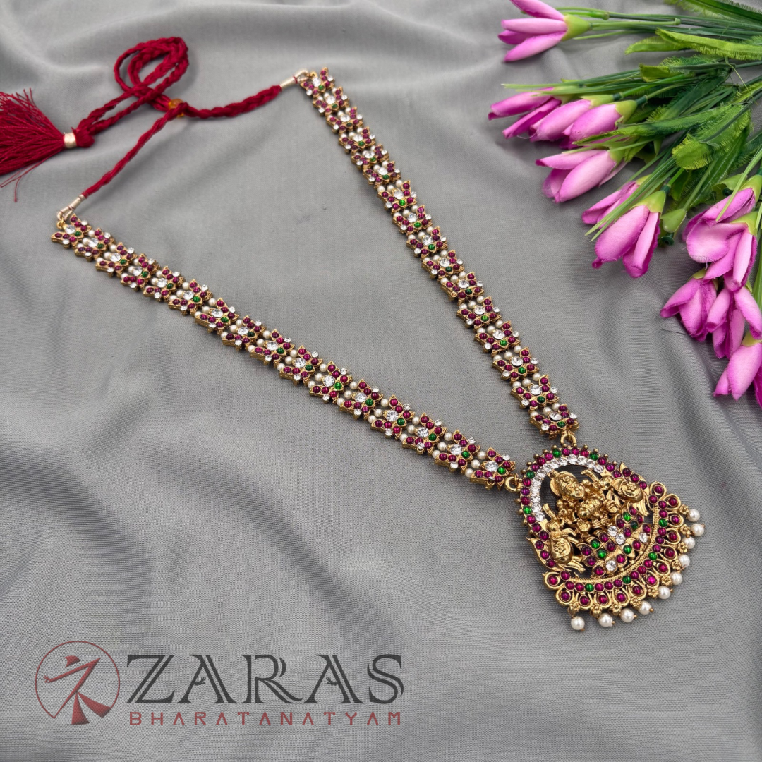 Bharatanatyam Dance Jewellery Alankara Haaram - Lotus & Lakshmi PG Kemp CS Long Haaram