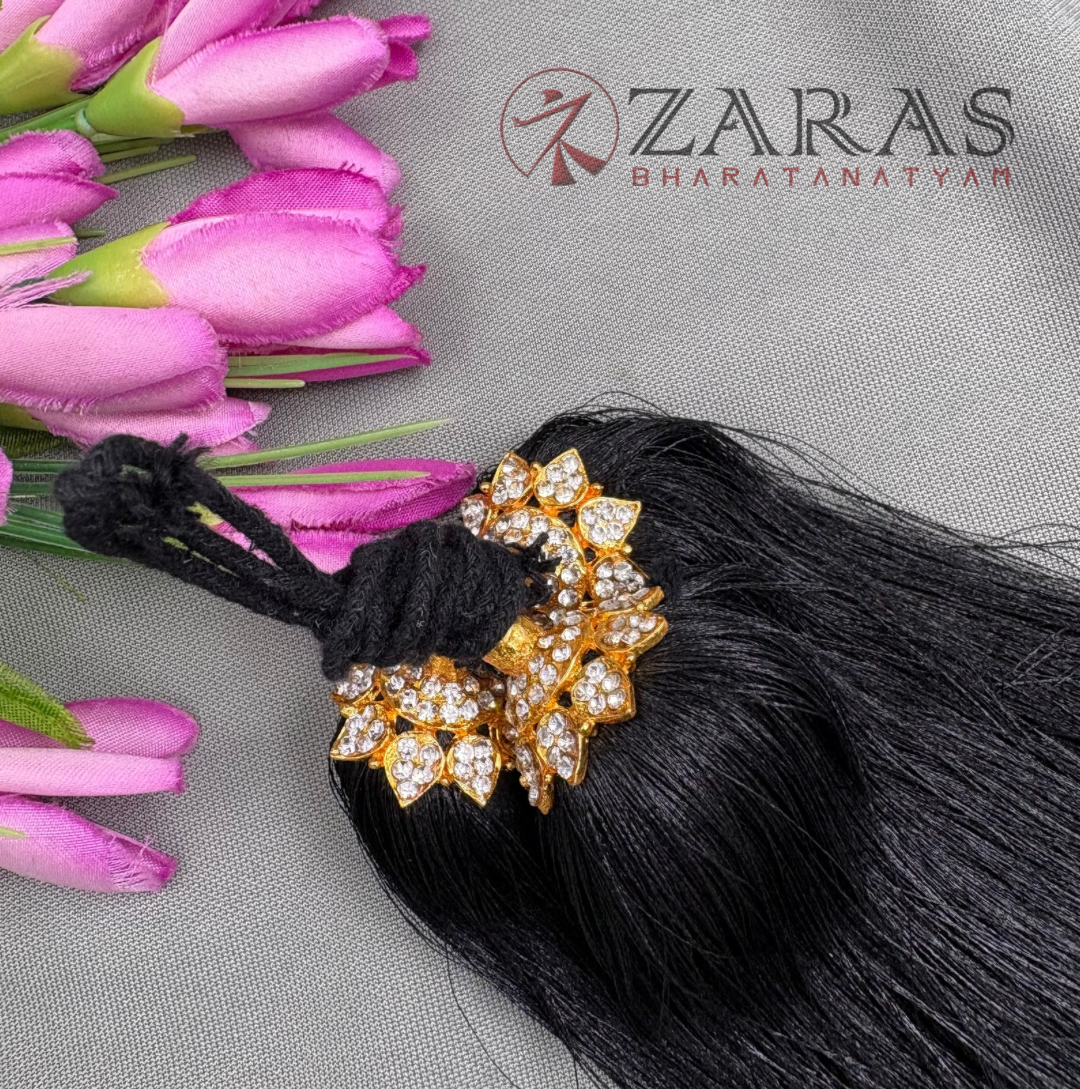 Bharatanatyam Dance Jewellery - W Stone Kunjalam Hair Type