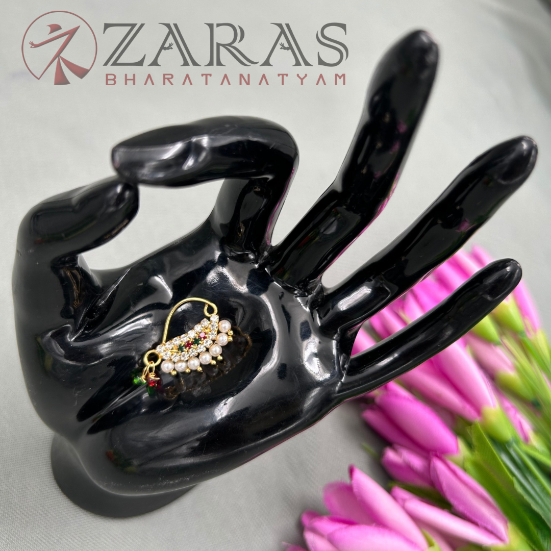 Bharatanatyam Dance Jewellery - Manga Nathu Multi Stone (Left Side)