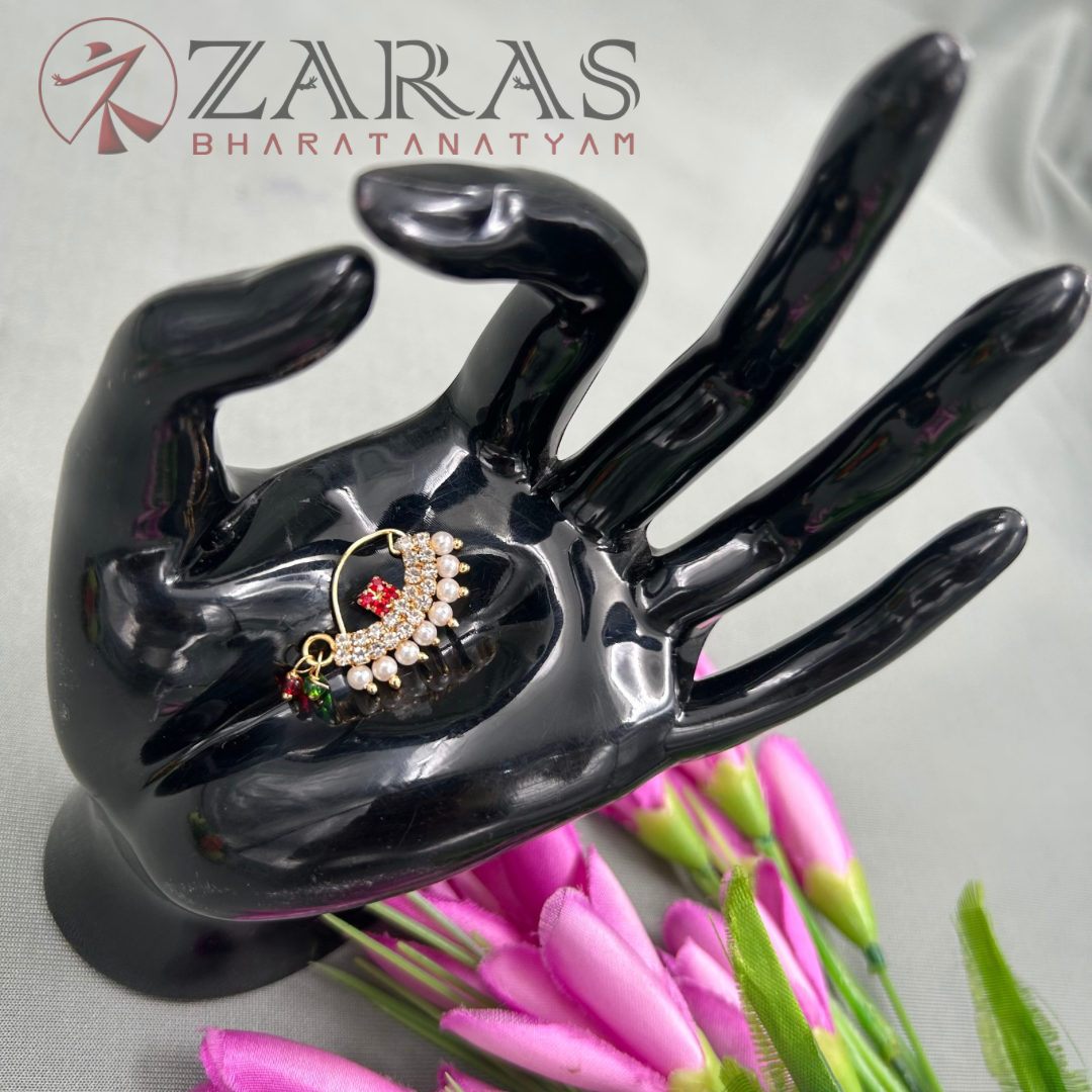 Bharatanatyam Dance Jewellery - Manga Nathu Multi Stone (Left Side)