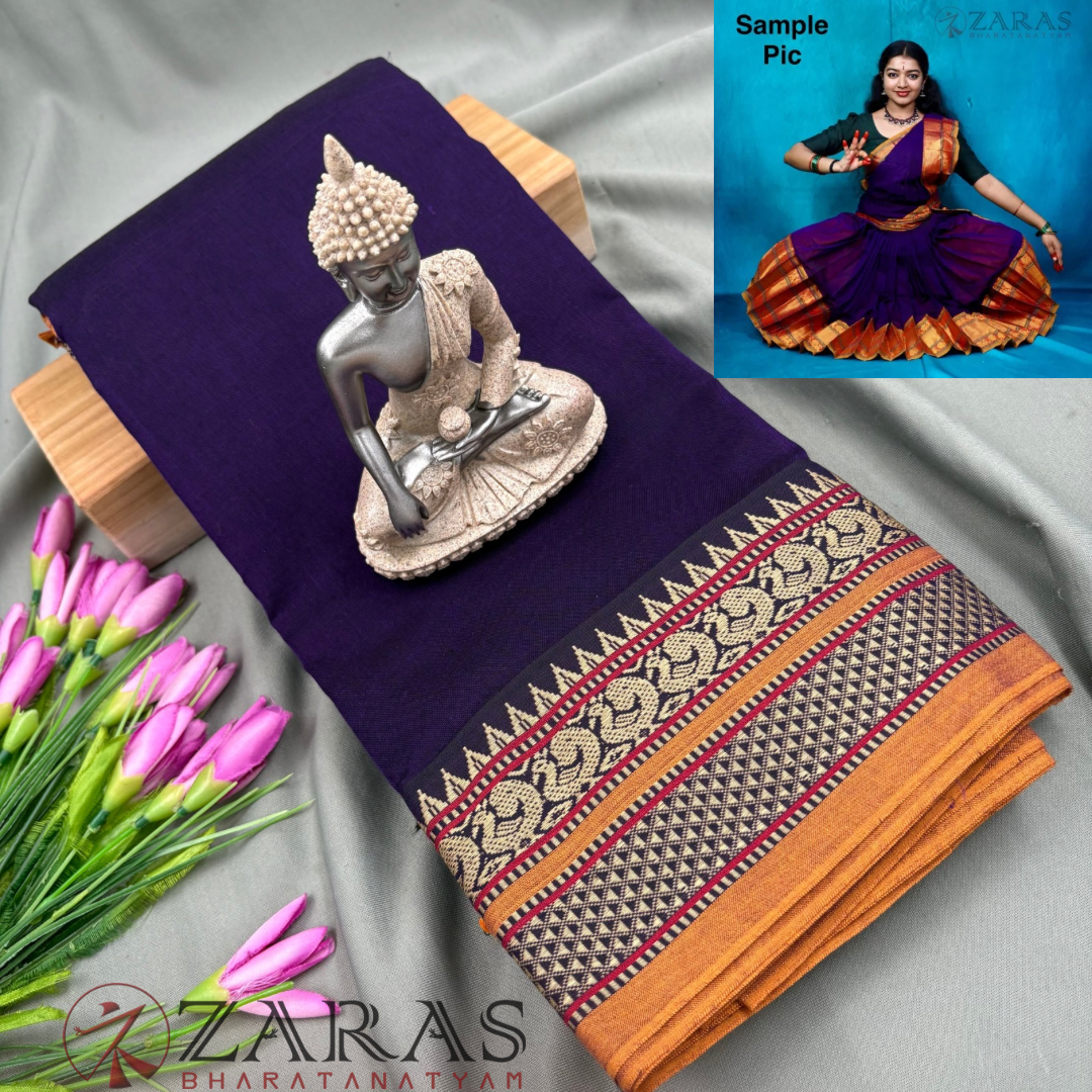 Ready-to-wear Dance Practice Sarees – Pre-Stitched (Set of 3 Pcs – Skirt, Pallu & Side Fan without Blouse) Peacock