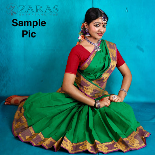 Ready-to-Wear Dance Practice Sarees – Single Piece (Without Blouse & Pant) M Peacock