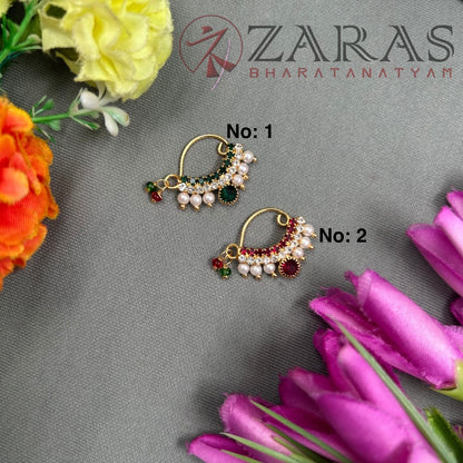 Bharatanatyam Dance Jewellery - Manga Nathu Multi Stone (Left Side)