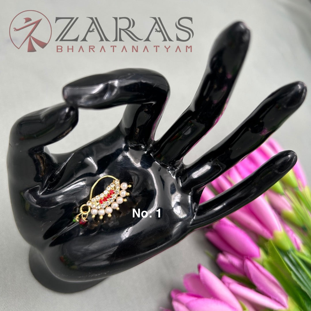 Bharatanatyam Dance Jewellery - Manga Nathu Multi Stone (Left Side)