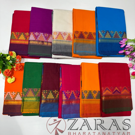 Ready-to-wear Dance Practice Sarees – Pre-Stitched (Set of 3 Pcs – Skirt, Pallu & Side Fan without Blouse) Temple