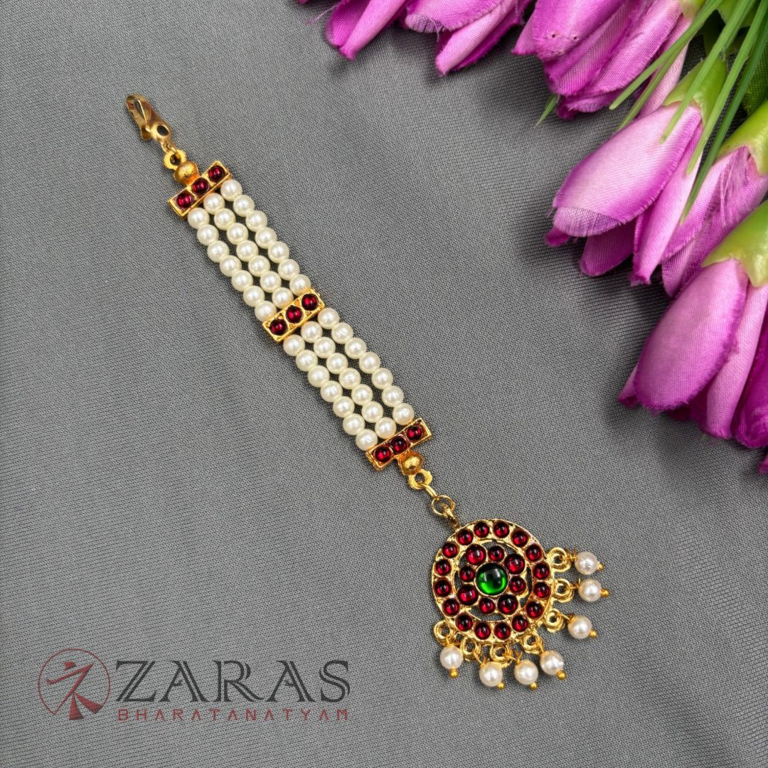 Bharatanatyam Dance Jewellery - 3 L Beads & Round RG Kemp Netti Chutti