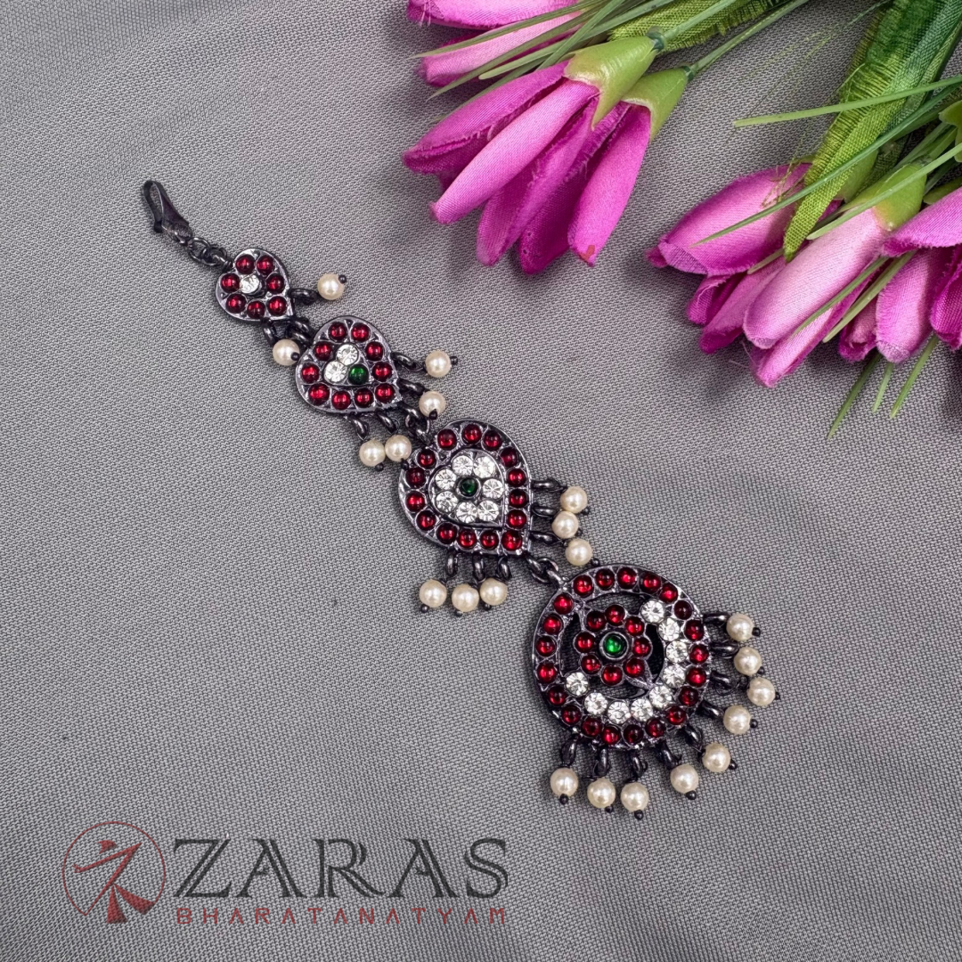 Bharatanatyam Dance Jewellery Black - Flower Netti Chutti RG Kemp CS