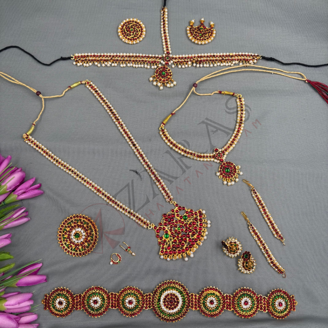 Bharatanatyam Dance Jewellery - Lettika Full Set RG Kemp