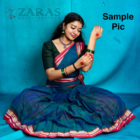Ready-to-wear Dance Practice Sarees – Pre-Stitched (Set of 3 Pcs – Skirt, Pallu & Side Fan without Blouse)