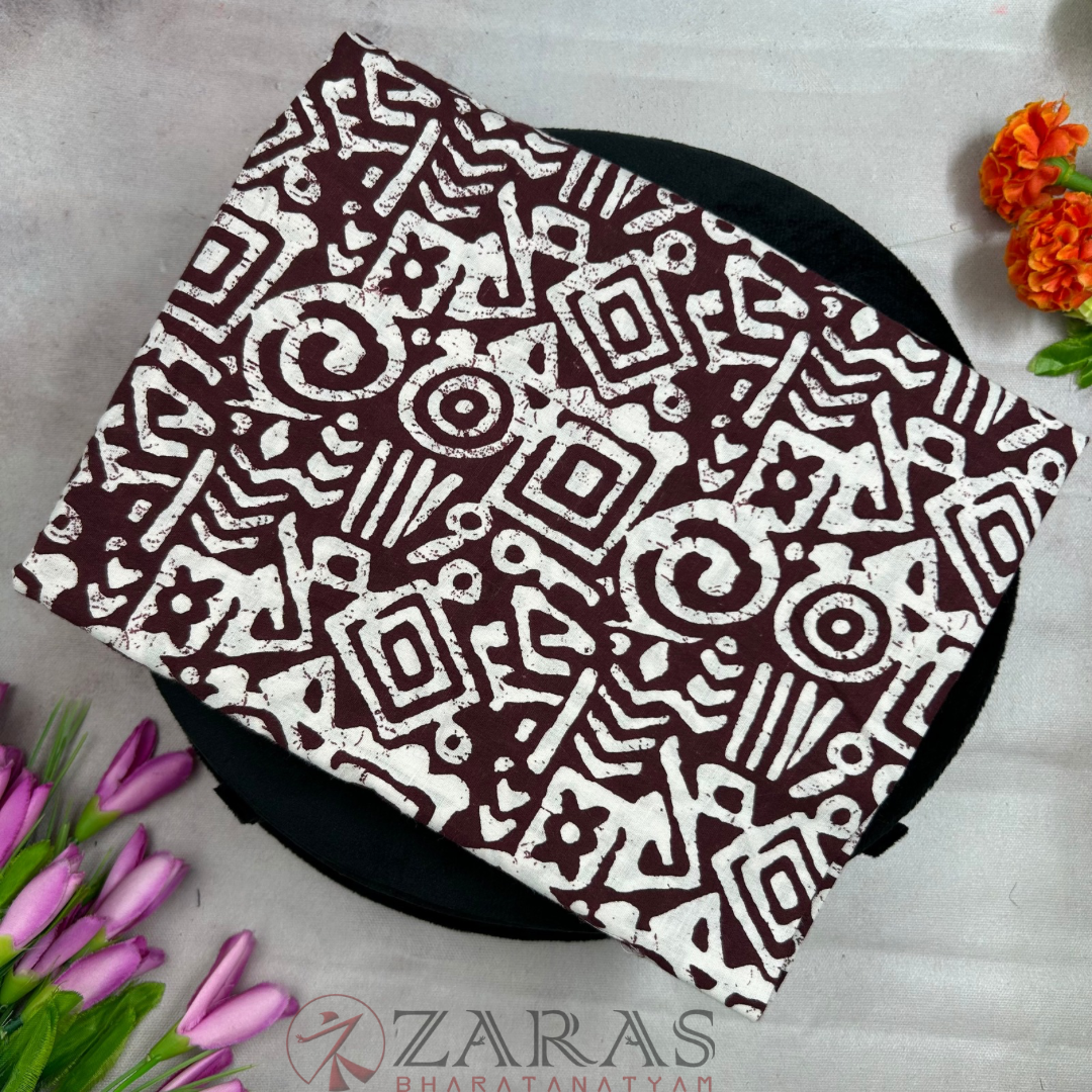 Bharatanatyam Dance Blouse Material (Cotton) - Bandini & Kalamkari Printed (0.95 Meter)