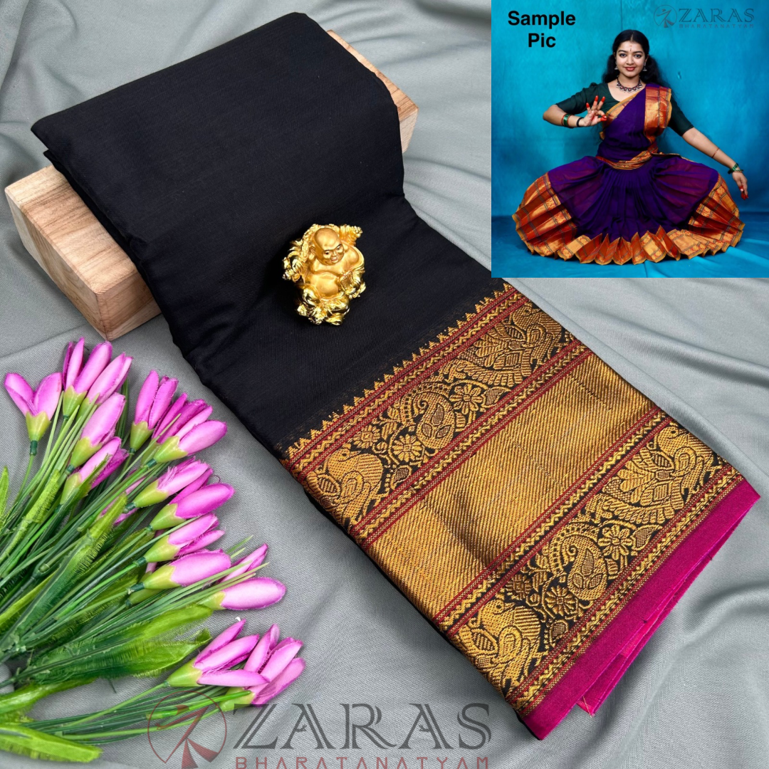 Ready-to-wear Dance Practice Sarees – Pre-Stitched (Set of 3 Pcs – Skirt, Pallu & Side Fan without Blouse) Peacock