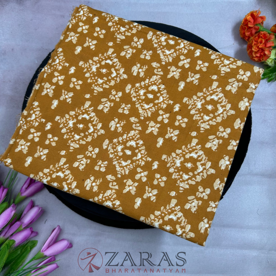 Bharatanatyam Dance Blouse Material (Cotton) - Bandini & Kalamkari Printed (0.95 Meter)