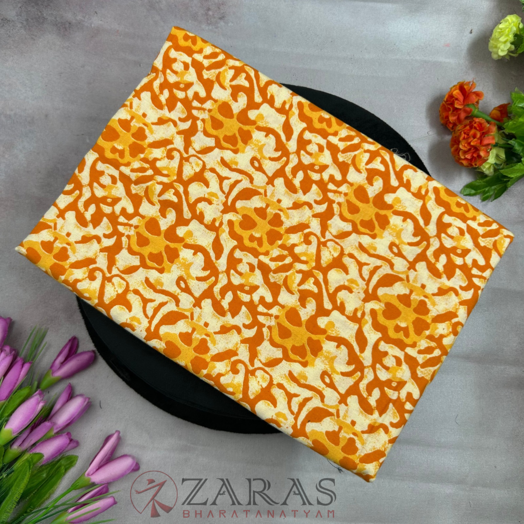 Bharatanatyam Dance Blouse Material (Cotton) - Bandini & Kalamkari Printed (0.95 Meter)