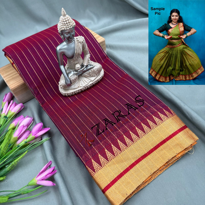 Ready-to-wear Dance Practice Sarees – Pre-Stitched (Set of 3 Pcs – Skirt, Pallu & Side Fan without Blouse) Temple