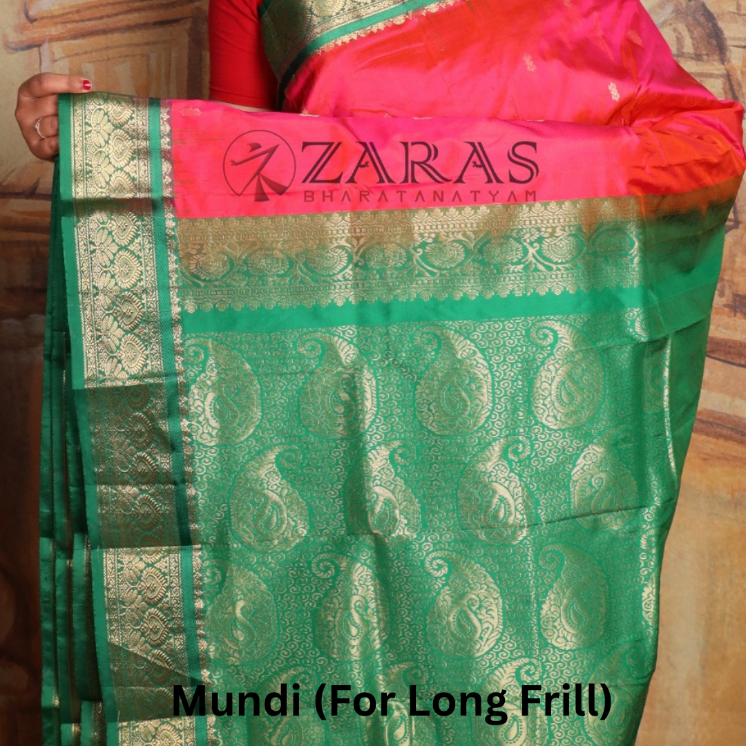 Dharmavaram Pure Pattu (Silk) Saree + Costume Stitching Readymade (Peach pink with Green)