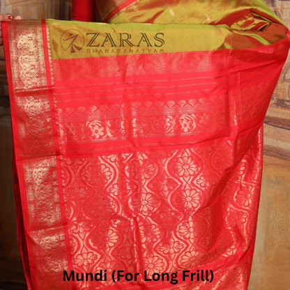Dharmavaram Pure Pattu (Silk) Saree + Costume Stitching Readymade (D Mehndi Green with Red)