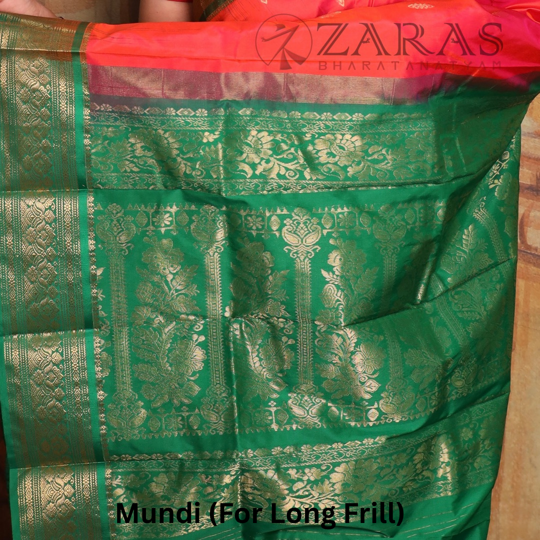 Dharmavaram Pure Pattu (Silk) Saree + Costume Stitching Readymade (Peach Pink with Green)