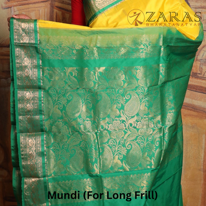 Dharmavaram Pure Pattu (Silk) Saree + Costume Stitching Readymade (L Yellow with Green)