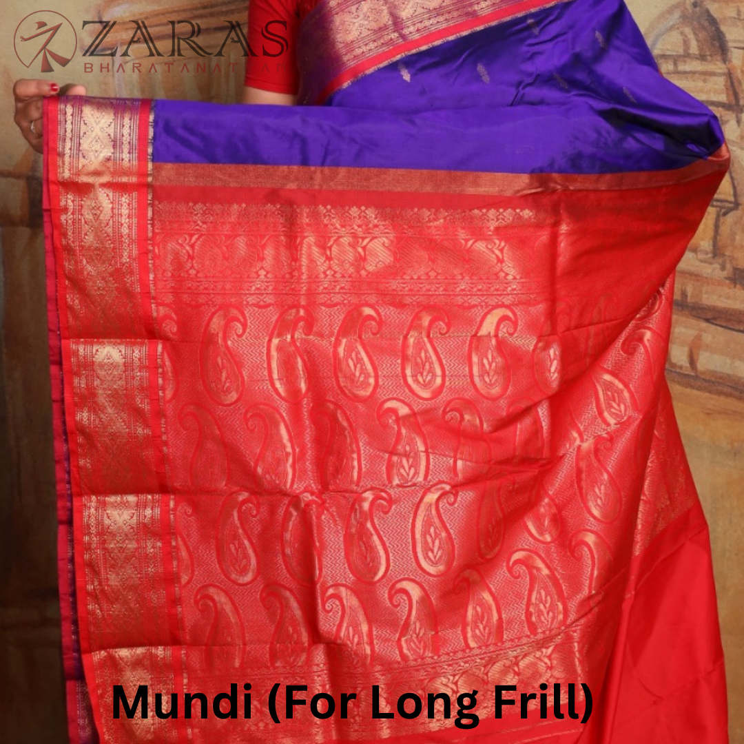 Dharmavaram Pure Pattu (Silk) Saree + Costume Stitching Readymade (V Blue with Red)