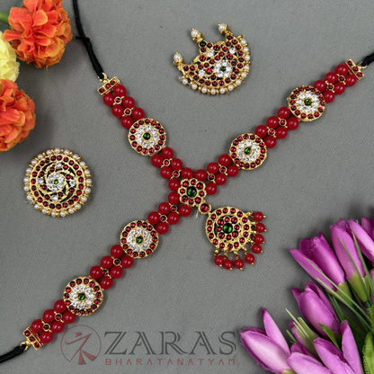 Bharatanatyam Dance Jewellery - Headset Round Red Balls RG Kemp image 0