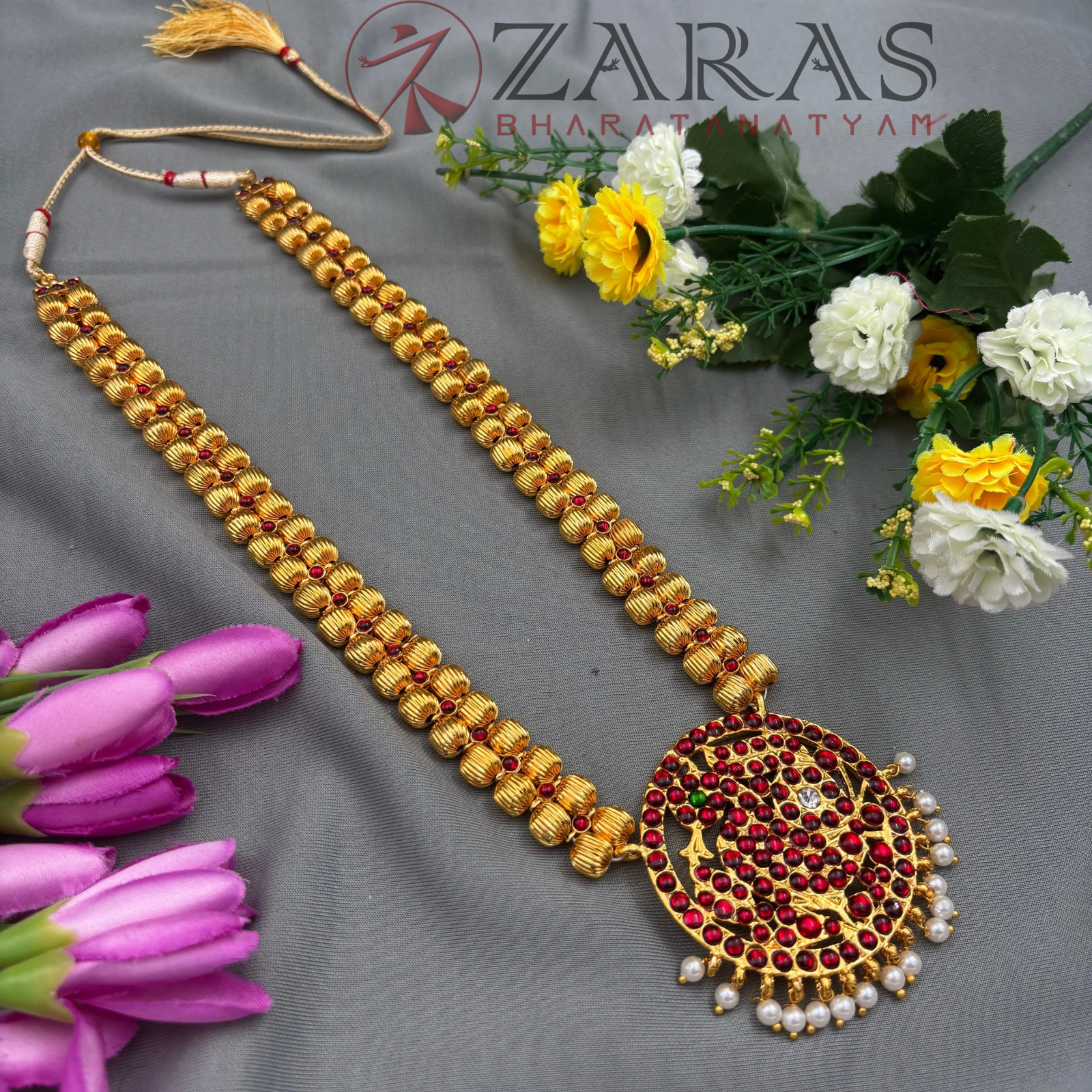 Bharatanatyam Dance Jewellery - Haaram Round Gold Beads 2L RG Kemp image 1