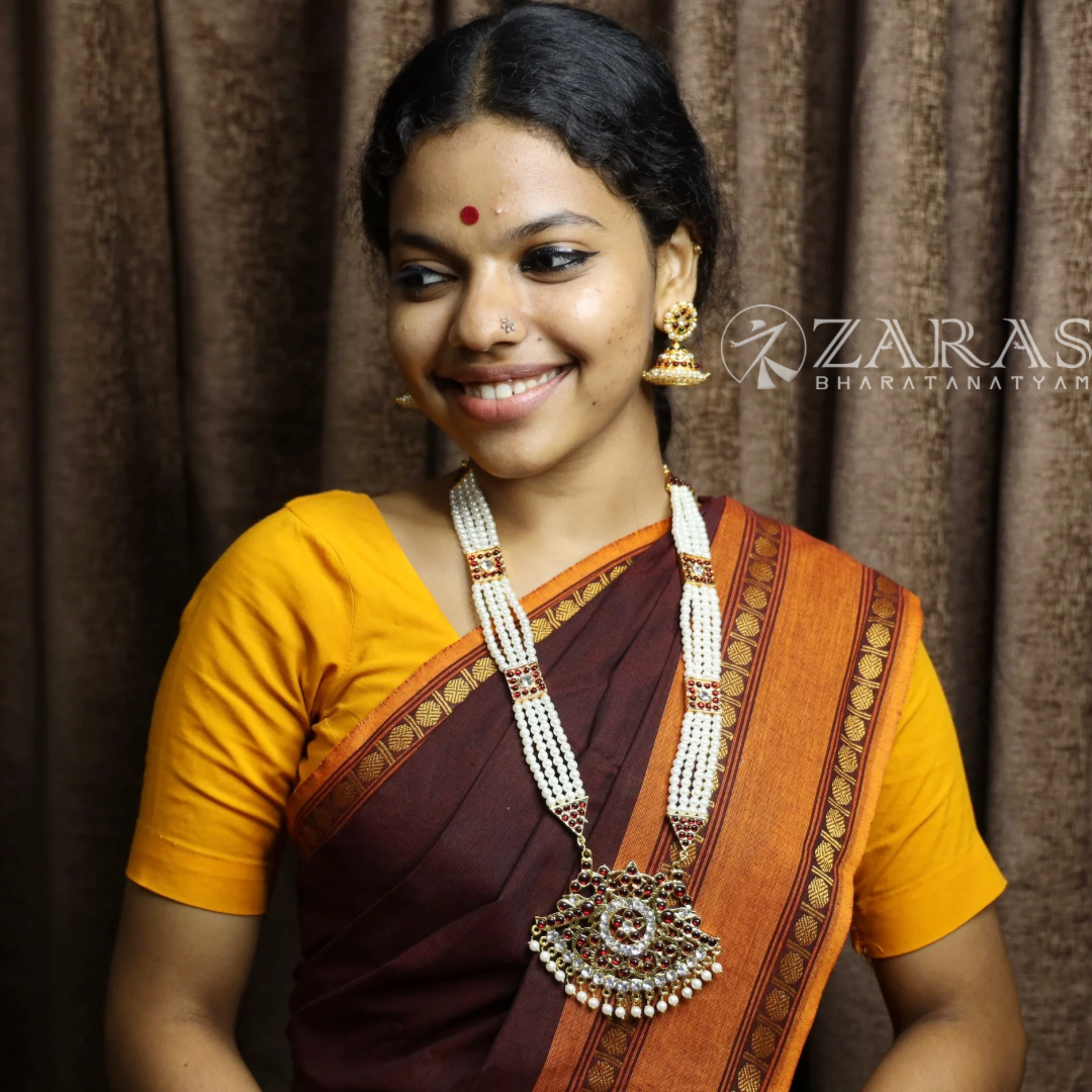 Bharatanatyam Dance Jewellery - 4 Lines Beads Padak Box Long Chain image 1