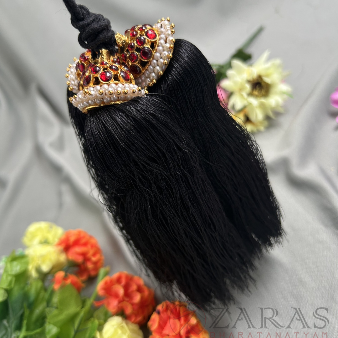 Bharatanatyam Dance Jewellery - Kemp Kunjalam 3 Line Hair Type image 1