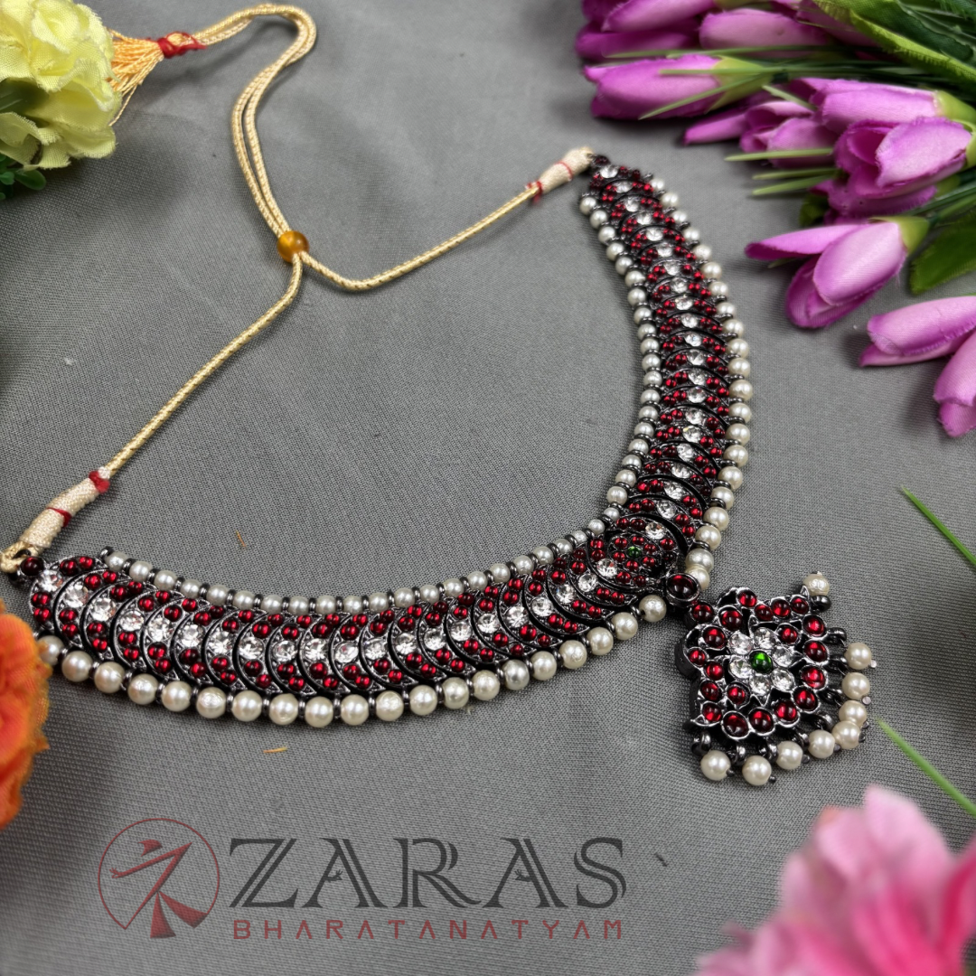 Bharatanatyam Dance Jewellery Black - Necklace B C Leaf RG Kemp Beads image 1