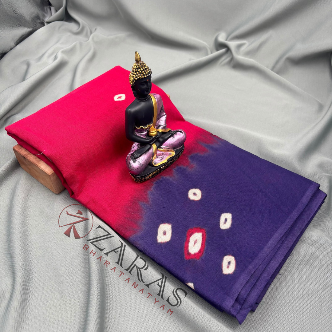 Bharatanatyam Dance Practice Saree - Pink with Violet Bandini Saree image 1