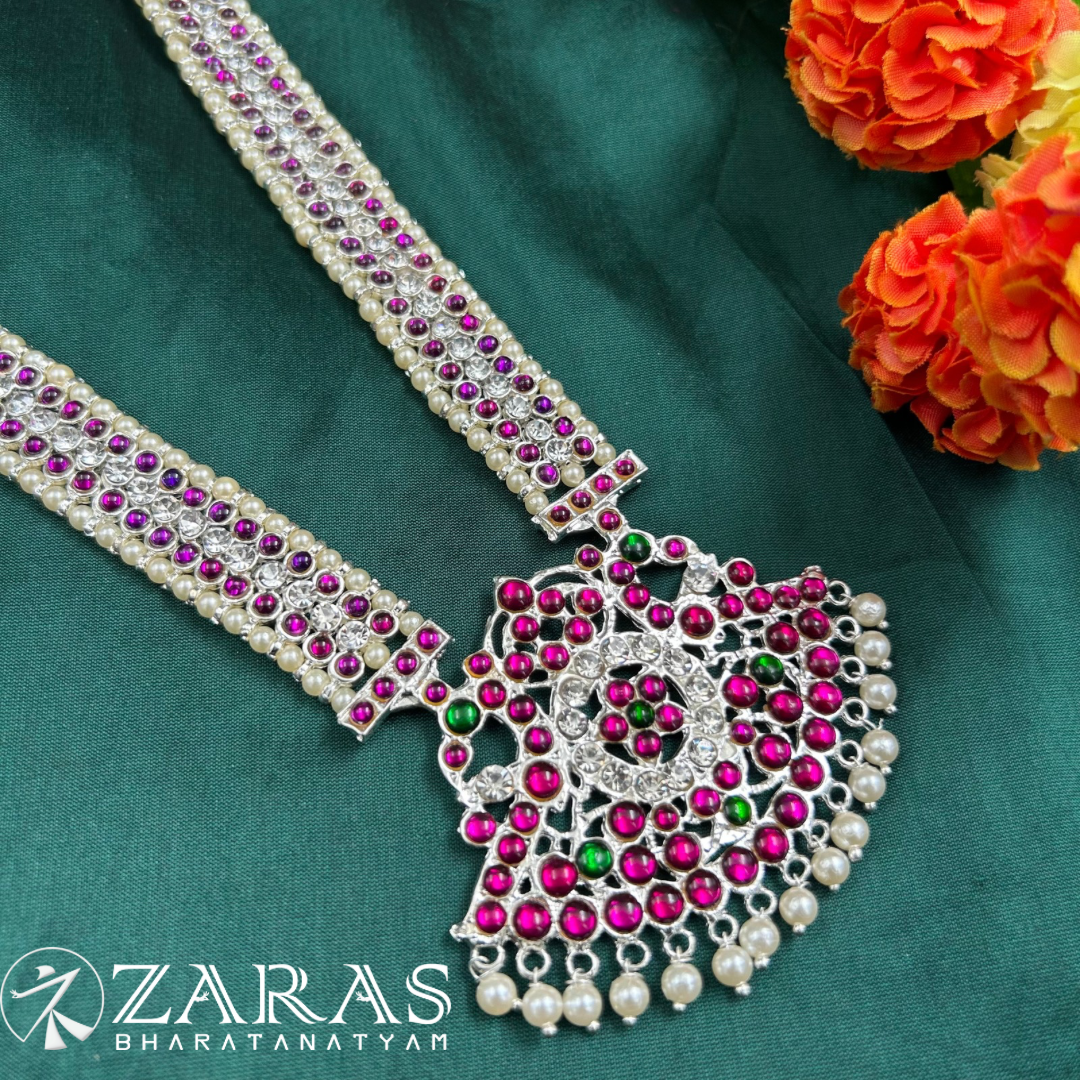 Bharatanatyam Dance Silver Jewellery - Haaram Sow & Padak PG Kemp CS image 2