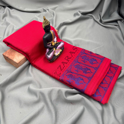 Bharatanatyam Dance Practice Saree - Red Vio Blu Doll Border image 1