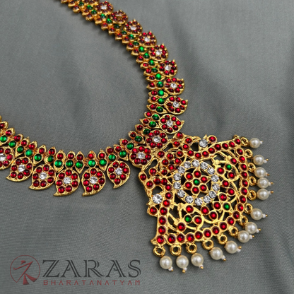 Bharatanatyam Dance Jewellery - B Manga CS RG Kemp Haaram / Long Chain image 3