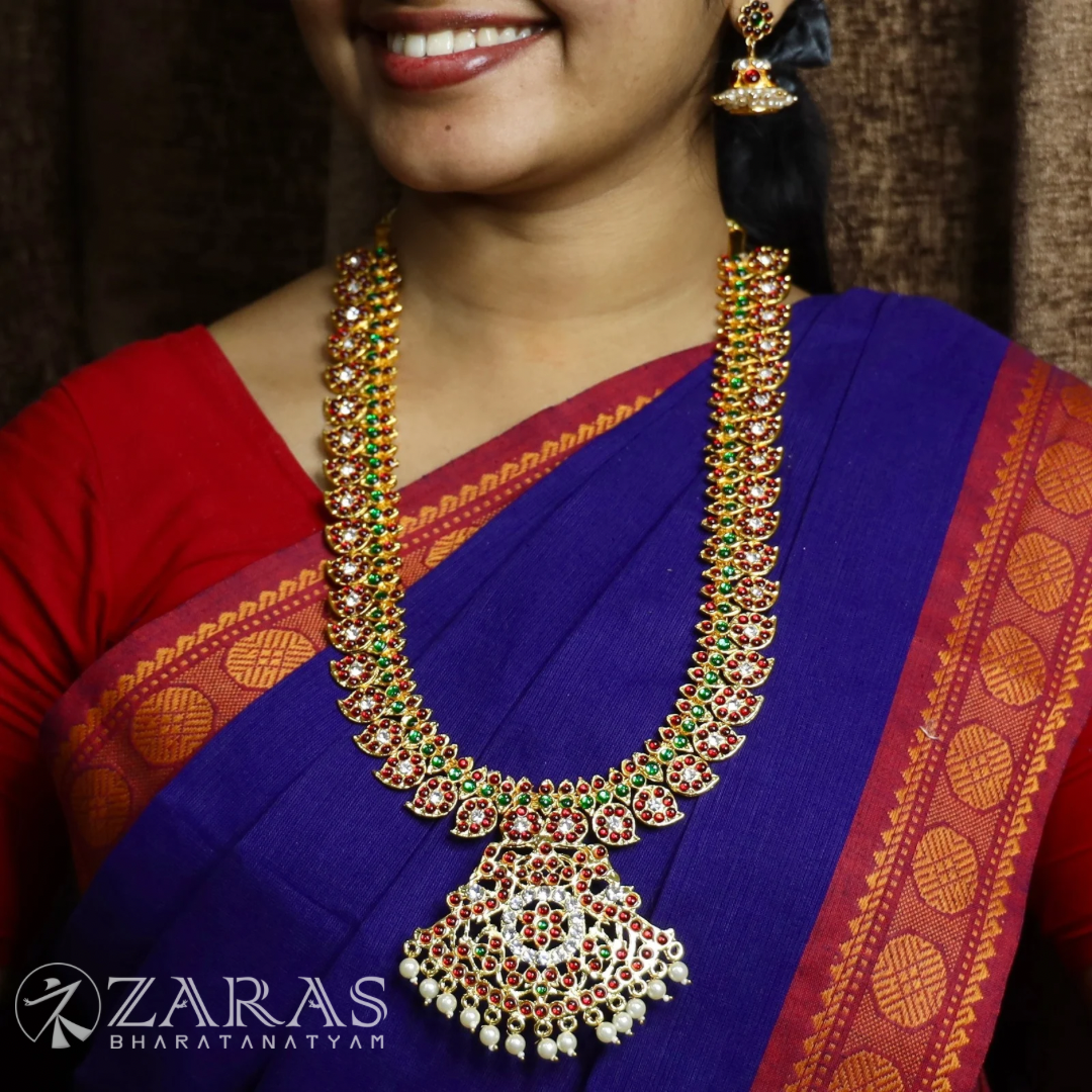 Bharatanatyam Dance Jewellery - B Manga CS RG Kemp Haaram / Long Chain image 0