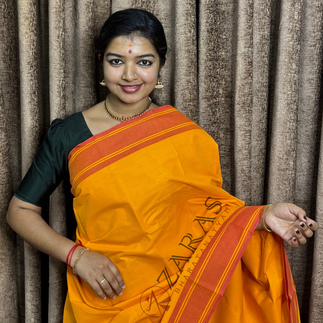 Bharatanatyam Dance Practice Saree - M Yellow With Red Plain Border image 0