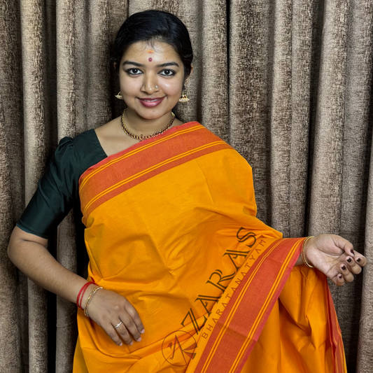 Bharatanatyam Dance Practice Saree - M Yellow With Red Plain Border image 0