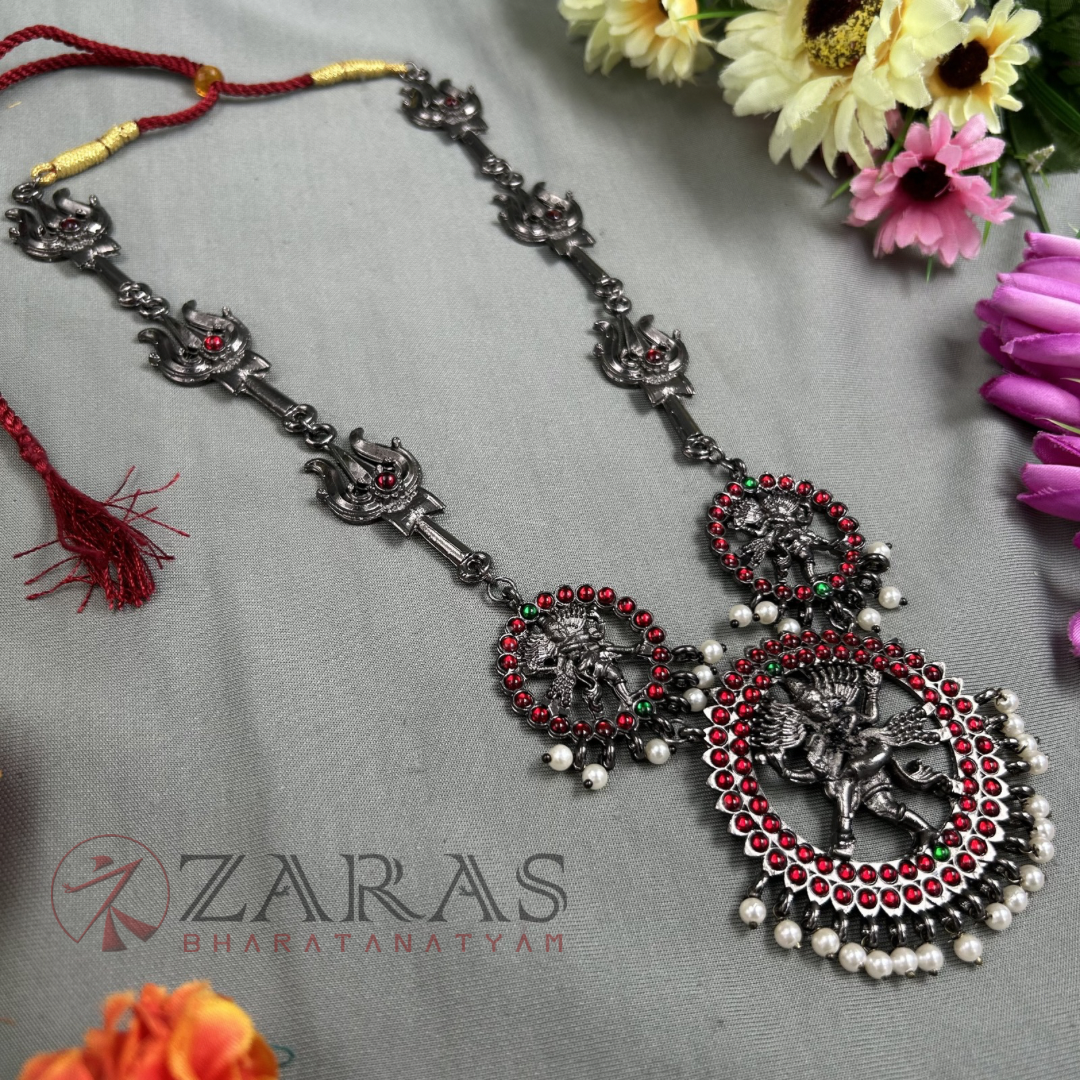 Bharatanatyam Dance Jewellery Black - Sulam & Nadaraj RG Kemp Beads Haaram image 2