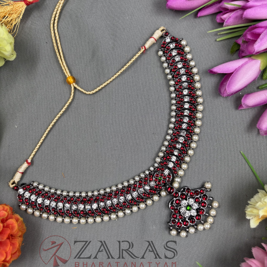 Bharatanatyam Dance Jewellery Black - Necklace B C Leaf RG Kemp Beads image 0