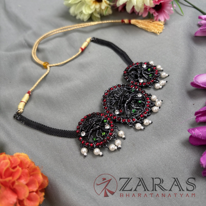 Bharatanatyam Dance Jewellery Black Necklace - Nadaraj RG Kemp Beads image 2