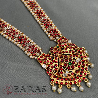 Bharatanatyam Dance Jewellery - SOW with Pea Pearls RG Kemp CS Haaram / Long Chain image 2
