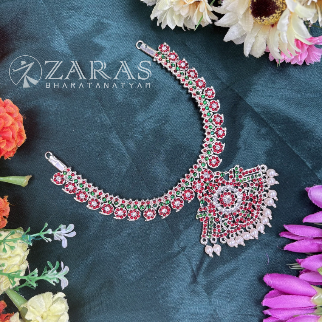 Bharatanatyam Dance Silver Jewellery - Manga Necklace RG Kemp Stone image 0