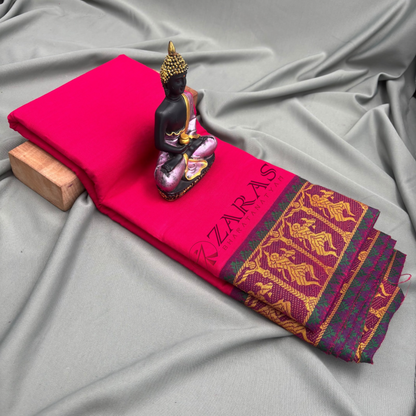 Bharatanatyam Dance Practice Saree - Pink with Mus Doll Border image 1