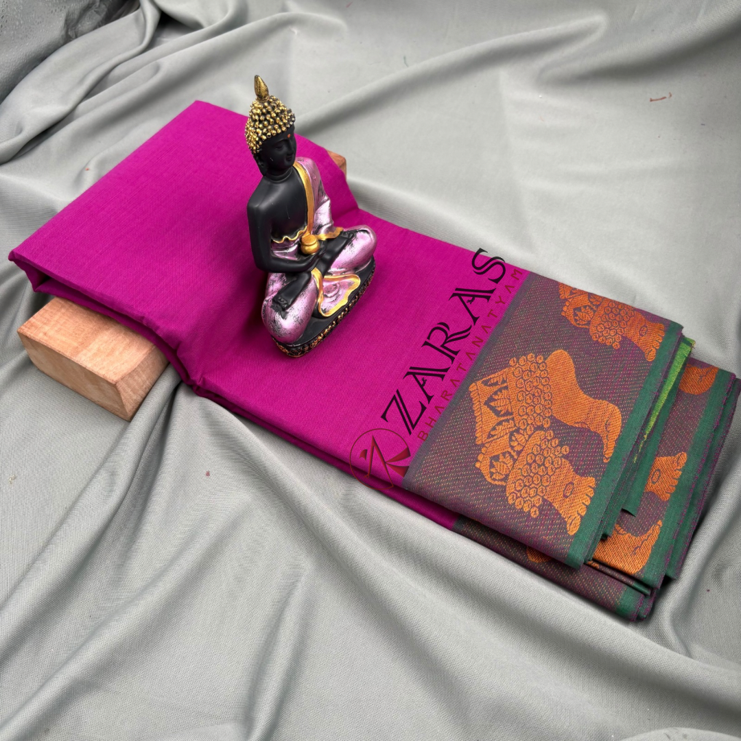 Bharatanatyam Dance Practice Saree - Purple Mus Salangai Border image 1
