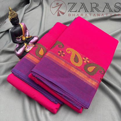 Bharatanatyam Dance Practice Saree - Pink Violet Manga Border image 2