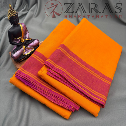 Bharatanatyam Dance Practice Saree - Mango Yellow with Pink Plain Borderline image 1