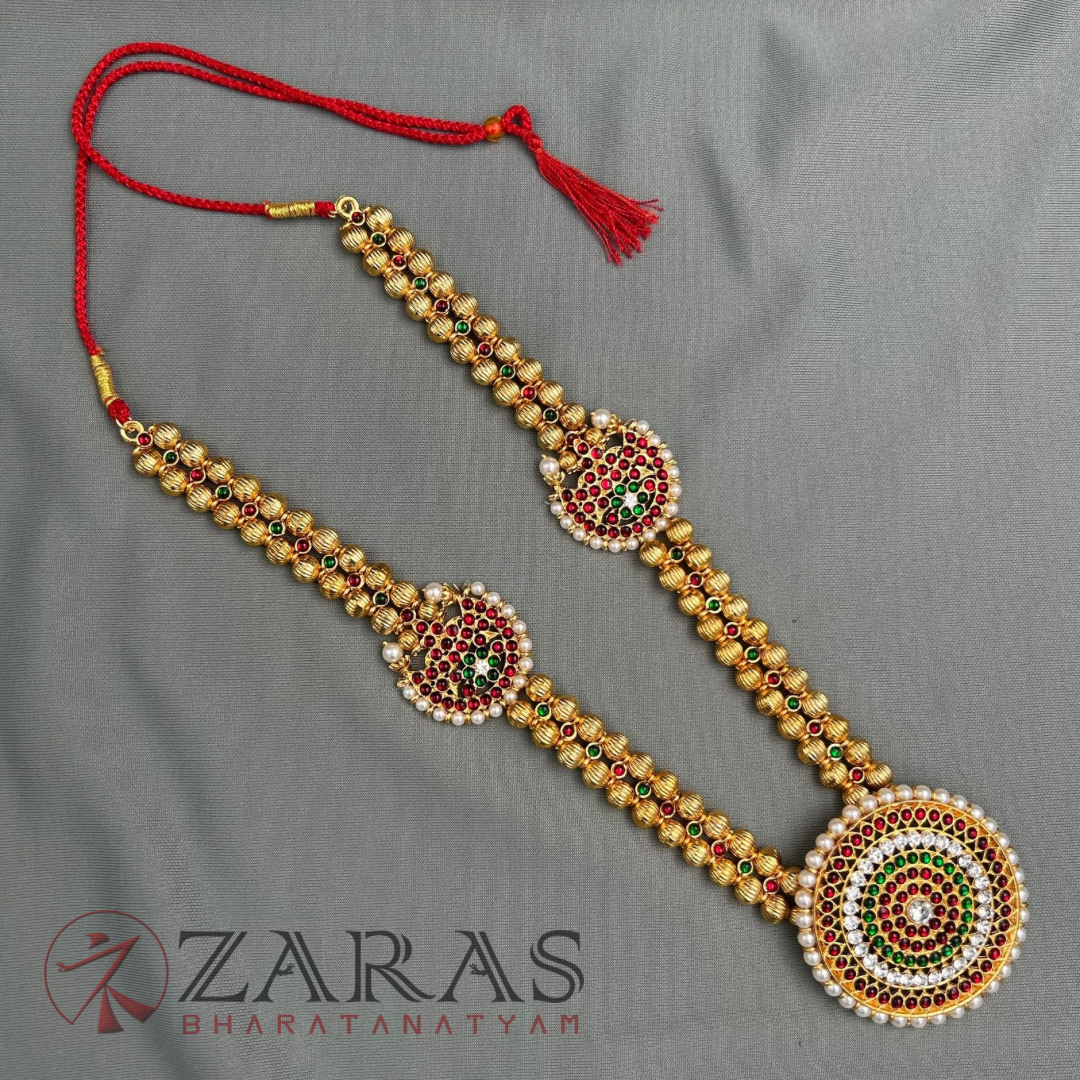 Bharatanatyam Dance Jewellery - Gold Balls 2L Round Kemp Haaram image 2