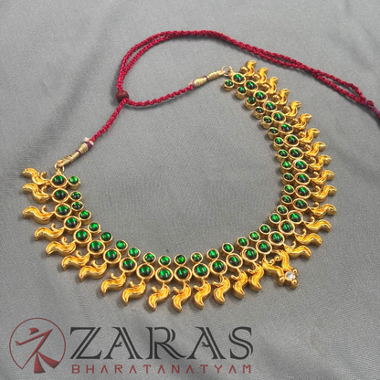 Bharatanatyam Dance Jewellery - Necklace Green Kemp Leaf S Design image 3