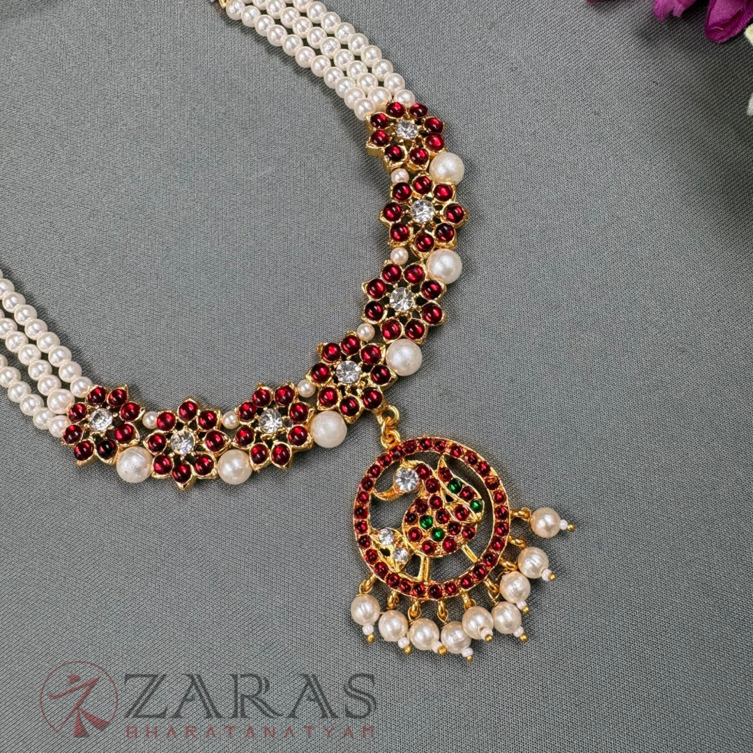 Bharatanatyam Dance Jewellery Necklace - 3L Balls Flower RG Kemp CS Beads image 1