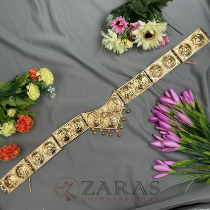 Bharatanatyam Dance Jewellery - Full Gold Hip Belt Lakshmi (Ottiyanam) image 0