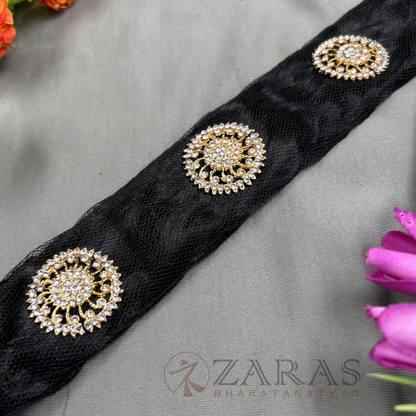 Bharatanatyam Dance Jewellery - Stone Jada Set Round S with Hair Kunjalam image 1