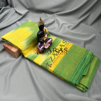 Bharatanatyam Dance Practice Saree - L Green GR Mixed Ikkat Border image 1